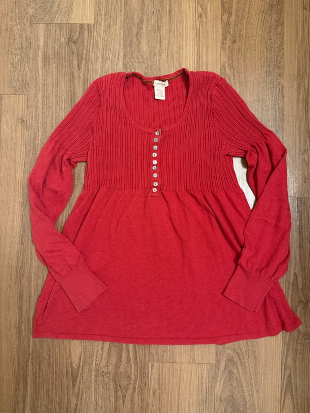 Long Sleeve Babydoll Top in Silk and Cashmere Blend